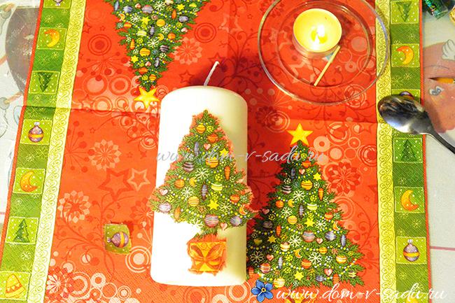 Невероятно красивый новогодний сувенир из обычной свечи и салфетки — попробуйте повторить! | 4