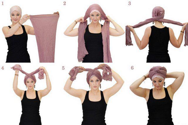 Как красиво и оригинально повязать шарф или палантин на голову | 27