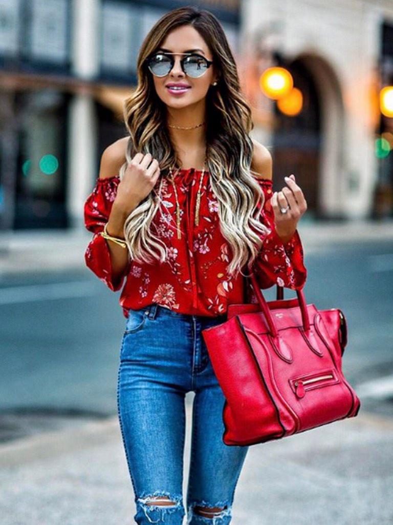 Как стильно носить красные блузки и рубашки летом и осенью 2018: 20 стильных идей | 22
