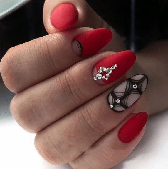 38 идей матового маникюра на миндалевидные ногти | 20